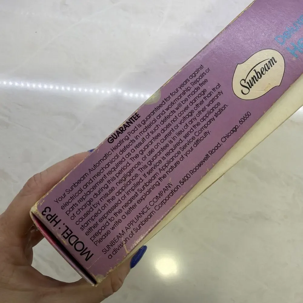 Vintage Rare 1972 Sunbeam Heating Pad Purple Floral Original Box & Manual Tested - Picture 7 of 16